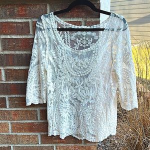 may & july Ladies S Sheer Floral Top